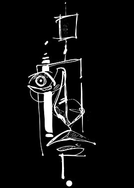 Abstract White Line Art on Black
