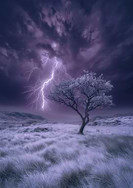 Lightning Strikes a Lone Tree