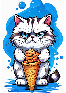 Grumpy Cat with Ice Cream Cone
