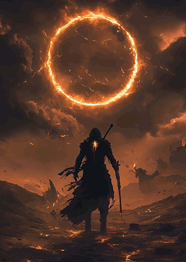 Warrior Under a Fiery Ring