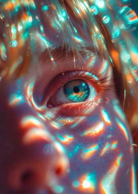 Close-up of a Child's Eye with Light Reflections