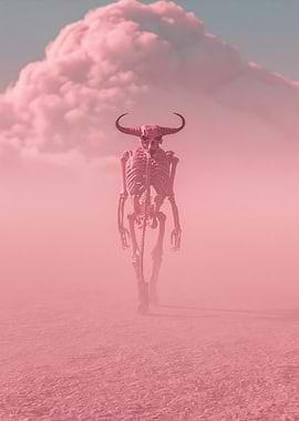 Skeleton Creature in Pink Haze