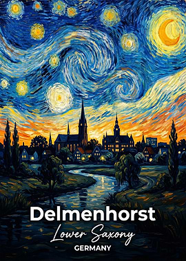Delmenhorst Germany Starry Night Painting