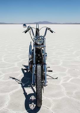 Motorcycle on a Salt Flat