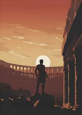 Roman Gladiator at Sunset