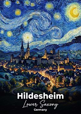Hildesheim Germany Starry Night Painting