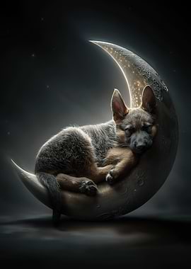 Puppy Sleeping on the Moon