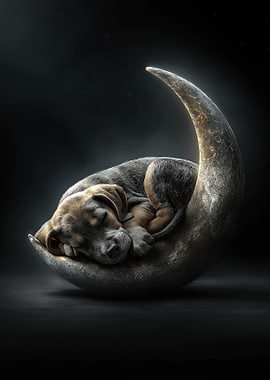 Puppy Sleeping on the Moon
