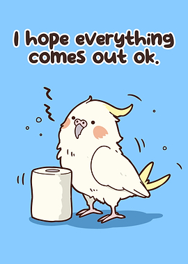 Cute Cockatiel with Toilet Paper