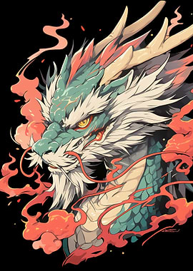 Majestic Dragon with Fiery Aura