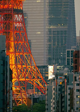 Tokyo Tower and Skyscrapers at Dusk
