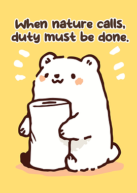 Cute Bear Holding Toilet Paper