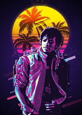 Michael Jackson Retro Sunset Palm Trees