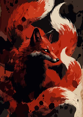 Fiery Nine-Tailed Fox Fantasy Art