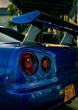 Blue Nissan Skyline GT-R Tail Lights