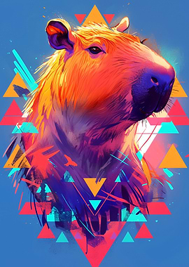 Capybara with Geometric Patterns