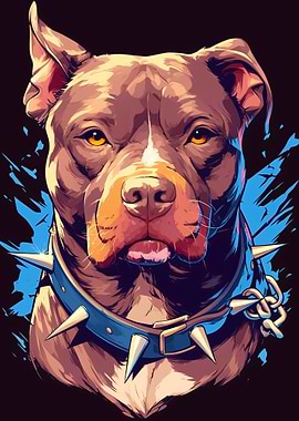 Pitbull Dog with Spiked Collar