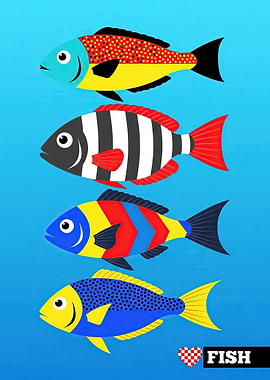 Four Colorful Cartoon Fish