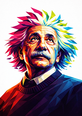 Colorful Geometric Portrait of Albert Einstein