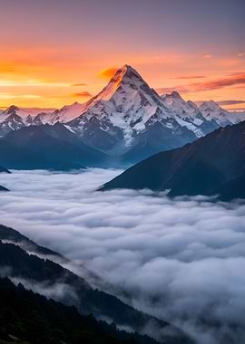 Majestic Mountain Peak at Sunrise