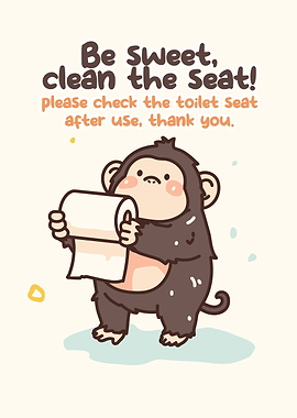 Cute Monkey Holding Toilet Paper