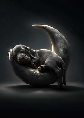 Puppy Sleeping on the Moon