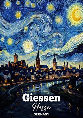 Giessen Hesse Germany Starry Night Painting