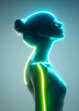 Glowing Silhouette of a Woman