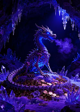 Skeleton Dragon Guarding Treasure