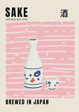 Minimalist Sake and Sakura Blossom