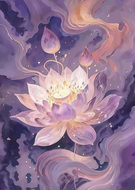 Ethereal Lotus Flower Painting