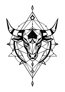 Geometric Taurus Bull Head