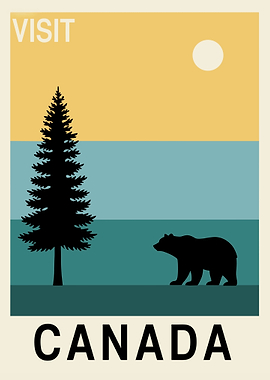 Visit Canada - Grizzly Bear Vintage Poster