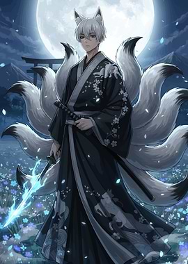 Kitsune Warrior with Glowing Sword