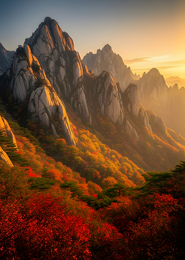 Autumn Mountain Landscape at Sunrise