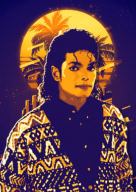 Michael Jackson Retro Sunset Portrait