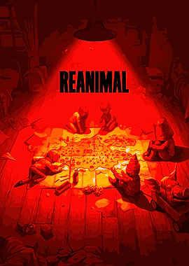 Reanimal Poster: Creepy Dolls Around Illuminated Map Under Red Lamp