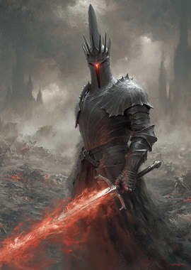 Dark Lord with Fiery Sword