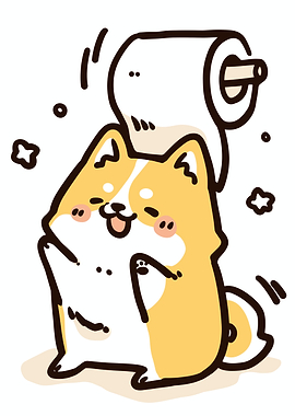 Cute Shiba Inu with Toilet Paper
