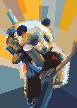Panda Bear in Pop Art Style