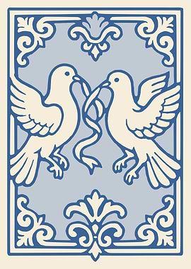 Two Doves with Ribbon