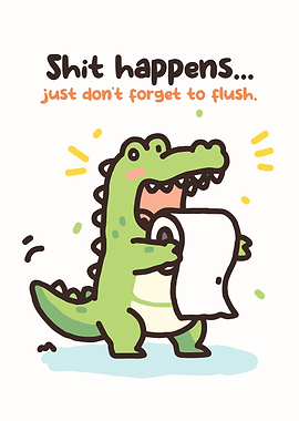 Funny Alligator with Toilet Paper