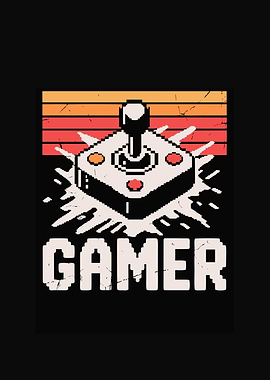 Retro Gamer Joystick Pixel Art