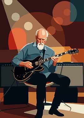 Musician Playing Guitar on Stage