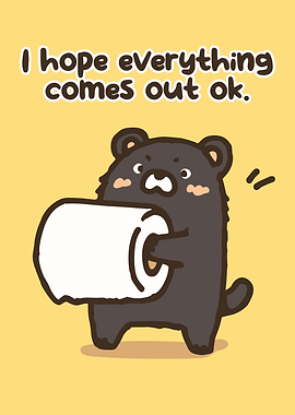 Cute Bear Holding Toilet Paper