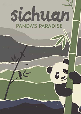 Sichuan Panda’s Paradise - Vintage Travel Poster
