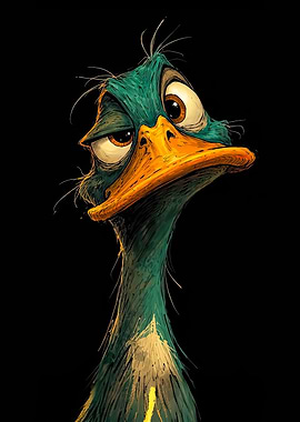 Cartoon Duck with Expressive Eyes