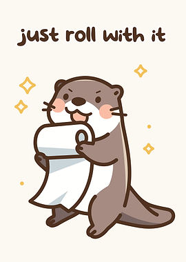 Cute Otter with Toilet Paper