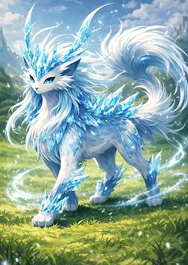 Ice Creature in a Grassy Field
