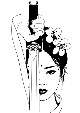 Woman with Sword and Flowers